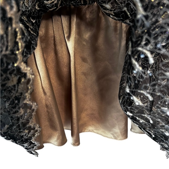 Gunne Sax Black Gold Bow Waist Mesh Lace Overlay Mini Vintage Y2K Prom Dress - Picture 10 of 14
